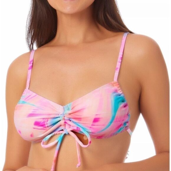 CALIFORNIA WAVES Juniors' Cinch-Front Strappy Bikini Top, Swimwear, swimsuit M - Picture 1 of 12